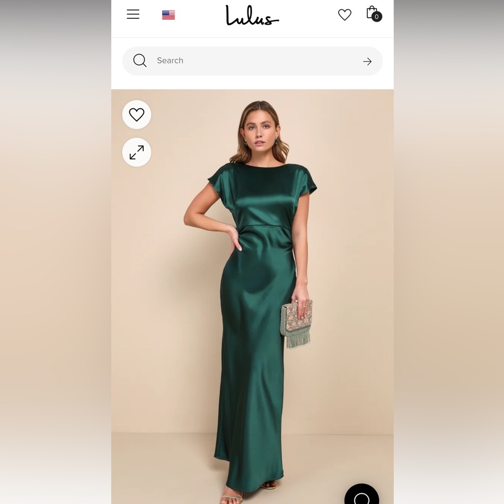 Lulus Forest Green Satin Cowl Back Maxi Dress